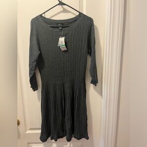 New Style and co Grey Ribbed Sweater Dress, Size L